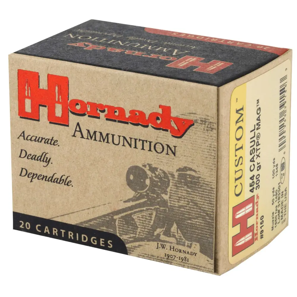 HORNADY CUSTOM 454 CASULL 300GR XTP JHP 20RD BX 200RD CASE - Image 2