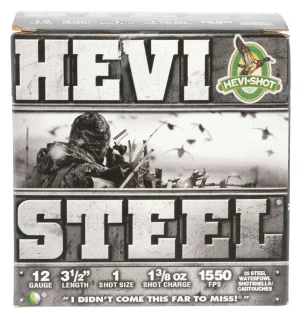 HEVI-SHOT HEVI-STEEL 12GA 3-1/2IN 1-3/8OZ #1 25 RD/BX 10 BX/CS