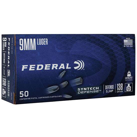 FEDERAL 9MM LUGER 138 GR SYNTECH DEFENSE 50RD 50 RD/BX 10 BX/CS