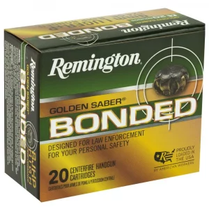 REMINGTON 9MM LUGER +P 124GR BJHP GOLDEN SABER BONDED 20 RD/BX 25 BX/CS