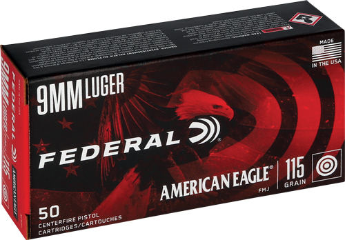 FEDERAL AE 9MM LUGER 115GR FMJ - 50RD 20BX/CS
