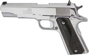 IVER JOHNSON 1911A1 38 SUPER - 5" FS 9RD CHROME BLACK WOOD