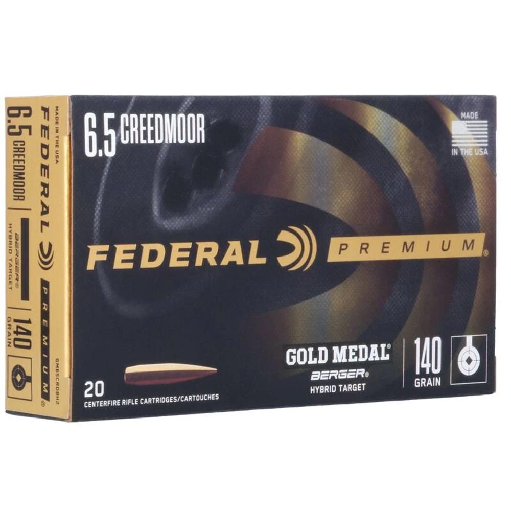 Federal Gold Medal Berger Hybrid Rifle Ammuntion 6.5mm Creedmoor 140gr BTHP 2725 fps 20/ct