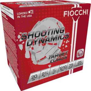 Fiocchi Shooting Dynamics Shotshells 20ga 2-3/4in 7/8 oz #7.5 1210 fps 25/ct