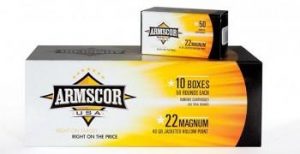 Armscor Rimfire Ammunition .22 WMR 40 gr JHP 1838 fps 50/ct