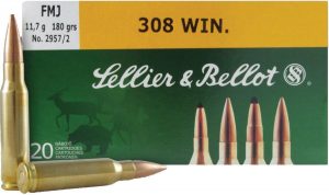 Sellier & Bellot Rifle Ammunition .308 Win 180 gr FMJ - 20/box