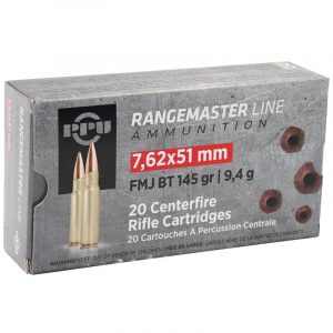 PPU 7.62X51 FMJBT 145GR RANGE MST 20RD BOX 25 BOXES PER CASE