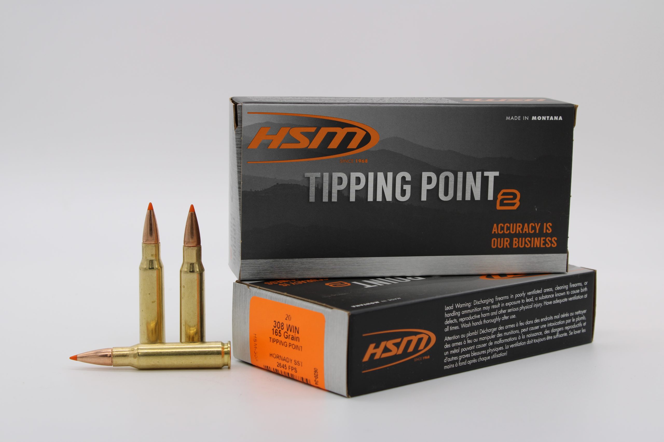 HSM AMMUNITION 308 WIN 165GR TIPPING PT 20RD BOX 25 BOXES PER CASE