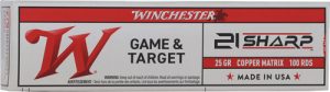 WINCHESTER USA 21 SHARP 25GR - LEAD FREE 1725FPS 100RD 20BX/C