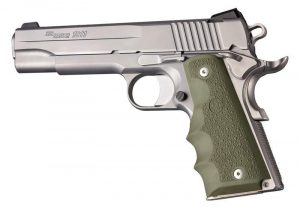 Hogue 1911 Govt. Model Grip with Finger Grooves - OD Green Rubber
