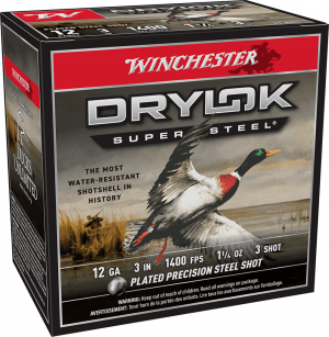 WINCHESTER DRYLOK SUPER STEEL 12 GA 3" #3  1-1/4 OZ 25 RD/BX 10 BX/CS