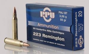 PPU Rifle Ammunition .223 Rem 55 gr FMJ-BT 3240 fps 20/ct