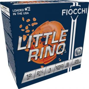 FIOCCHI LITTLE RINO 12GA 2.75" - 1OZ #8 1250FPS 250RD CASE