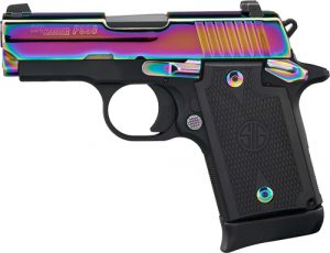 SIG P938 9MM 3" SAO SIGLITE - (1)7RD G10 TITANIUM RAINBOW