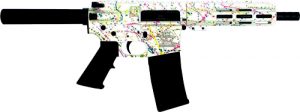 GLFA AR15 PISTOL 223 WYLDE - 7.5" NITRIDE SPLATTER WHITE
