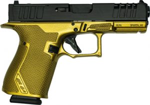 GLFA 19 STRIKER 9MM 4" 15 SHOT - BLACK SLIDE GALAXY GOLD FRAME