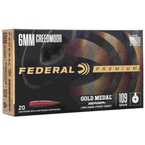 Federal Gold Medal Berger Hybrid Rifle Ammuntion 6mm Creedmoor 109gr BTHP 2975 fps 20/ct